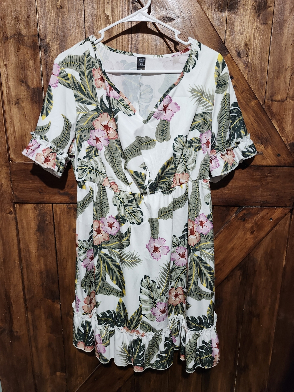 SHEIN White Floral V-Neck Summer Dress